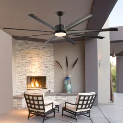 VEVOR 72 Inch Ceiling Fan with Light, 6-Speed Remote Control, Dimmable 3-Color Temperature, Reversible DC Motor, Modern Low Profile Flush Mount Fan for Bedroom, Living Room, Indoor/Outdoor Use, Black