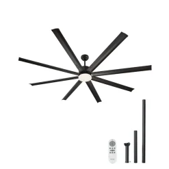 VEVOR 72 Inch Ceiling Fan with Light, 6-Speed Remote Control, Dimmable 3-Color Temperature, Reversible DC Motor, Modern Low Profile Flush Mount Fan for Bedroom, Living Room, Indoor/Outdoor Use, Black