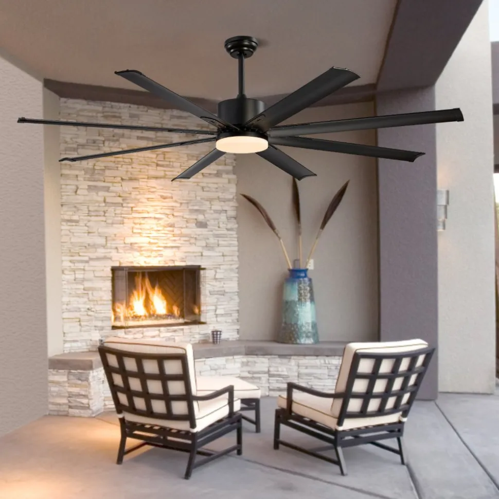 VEVOR 72 Inch Ceiling Fan with Light, 6-Speed Remote Control, Dimmable 3-Color Temperature, Reversible DC Motor, Modern Low Profile Flush Mount Fan for Bedroom, Living Room, Indoor/Outdoor Use, Black