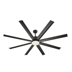 VEVOR 72 Inch Ceiling Fan with Light, 6-Speed Remote Control, Dimmable 3-Color Temperature, Reversible DC Motor, Modern Low Profile Flush Mount Fan for Bedroom, Living Room, Indoor/Outdoor Use, Black
