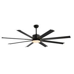 VEVOR 72 Inch Ceiling Fan with Light, 6-Speed Remote Control, Dimmable 3-Color Temperature, Reversible DC Motor, Modern Low Profile Flush Mount Fan for Bedroom, Living Room, Indoor/Outdoor Use, Black