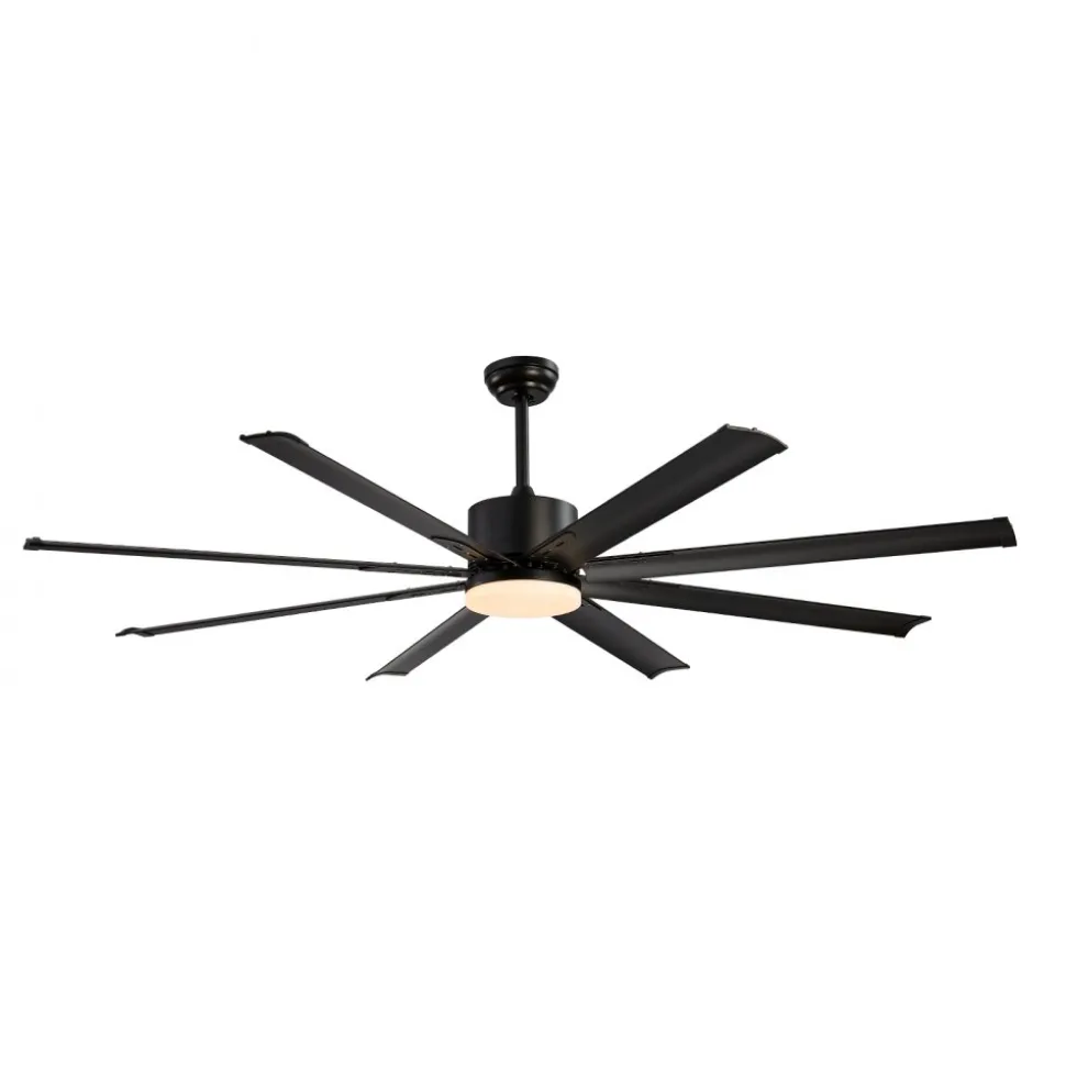 VEVOR 72 Inch Ceiling Fan with Light, 6-Speed Remote Control, Dimmable 3-Color Temperature, Reversible DC Motor, Modern Low Profile Flush Mount Fan for Bedroom, Living Room, Indoor/Outdoor Use, Black
