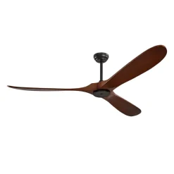 VEVOR 72 Inch Ceiling Fan without Light, 6-Speed Remote Control, 3-Wood-Blade, Reversible DC Motor, Modern Low Profile Flush Mount Exterior Fan for Bedroom, Living Room, Patio, Indoor/Outdoor, Walnut