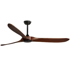 VEVOR 72 Inch Ceiling Fan without Light, 6-Speed Remote Control, 3-Wood-Blade, Reversible DC Motor, Modern Low Profile Flush Mount Exterior Fan for Bedroom, Living Room, Patio, Indoor/Outdoor, Walnut