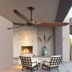 VEVOR 72 Inch Ceiling Fan without Light, 6-Speed Remote Control, 3-Wood-Blade, Reversible DC Motor, Modern Low Profile Flush Mount Exterior Fan for Bedroom, Living Room, Patio, Indoor/Outdoor, Walnut