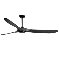 VEVOR 72 Inch Ceiling Fan without Light, 6-Speed Remote Control, 3-Wood-Blade, Reversible DC Motor, Modern Low Profile Flush Mount Exterior Fan for Bedroom, Living Room, Patio, Indoor/Outdoor, Black