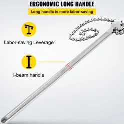 VEVOR 24inch Chain Wrench Carbon Steel Chain Pipe Wrench Heavy Duty 6.7 inch Diameter Capacity Chain Strap Filter Wrench