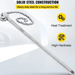 VEVOR 24inch Chain Wrench Carbon Steel Chain Pipe Wrench Heavy Duty 6.7 inch Diameter Capacity Chain Strap Filter Wrench