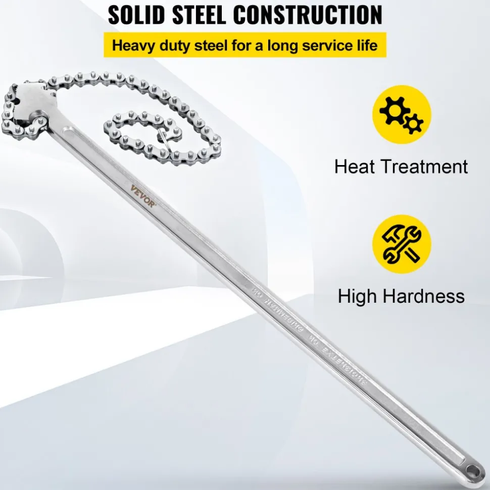 VEVOR 24inch Chain Wrench Carbon Steel Chain Pipe Wrench Heavy Duty 6.7 inch Diameter Capacity Chain Strap Filter Wrench
