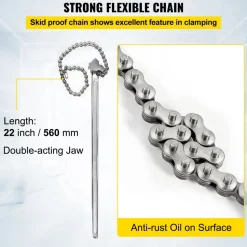 VEVOR 24inch Chain Wrench Carbon Steel Chain Pipe Wrench Heavy Duty 6.7 inch Diameter Capacity Chain Strap Filter Wrench