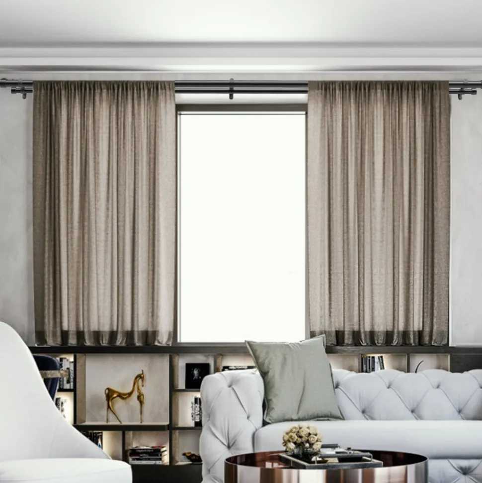 VEVOR 1 Inch Double Curtain Rods 74 to 144 Inches(6-12ft), Drapery Rods for Windows 69 to 140 Inches, Telescoping Dual Curtain Rod with Round Finials, Black