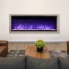 VEVOR 72 inch Electric Fireplace, Three-Sided Glass Wall Mounted Recessed Fire Place with Remote Control, Timer, 1500W, Adjustable Flame Color Brightness,Overheat Protection, for Living Room,Bedroom