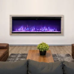 VEVOR 72 inch Electric Fireplace, Three-Sided Glass Wall Mounted Recessed Fire Place with Remote Control, Timer, 1500W, Adjustable Flame Color Brightness,Overheat Protection, for Living Room,Bedroom