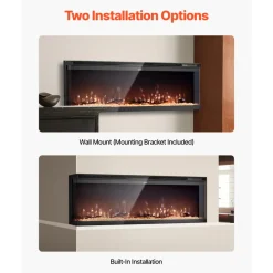 VEVOR 72 inch Electric Fireplace, Three-Sided Glass Wall Mounted Recessed Fire Place with Remote Control, Timer, 1500W, Adjustable Flame Color Brightness,Overheat Protection, for Living Room,Bedroom