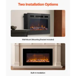 VEVOR 42 inch Electric Fireplace, Wall Mounted Recessed Fire Place with Remote Control, Timer, 1500W, Adjustable Flame Color Brightness, Touch Screen, Overheat Protection, for Living Room,Bedroom