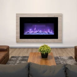 VEVOR 50 inch Electric Fireplace, Three-Sided Glass Wall Mounted Recessed Fire Place with Remote Control, Timer, 1500W, Adjustable Flame Color Brightness,Overheat Protection, for Living Room,Bedroom