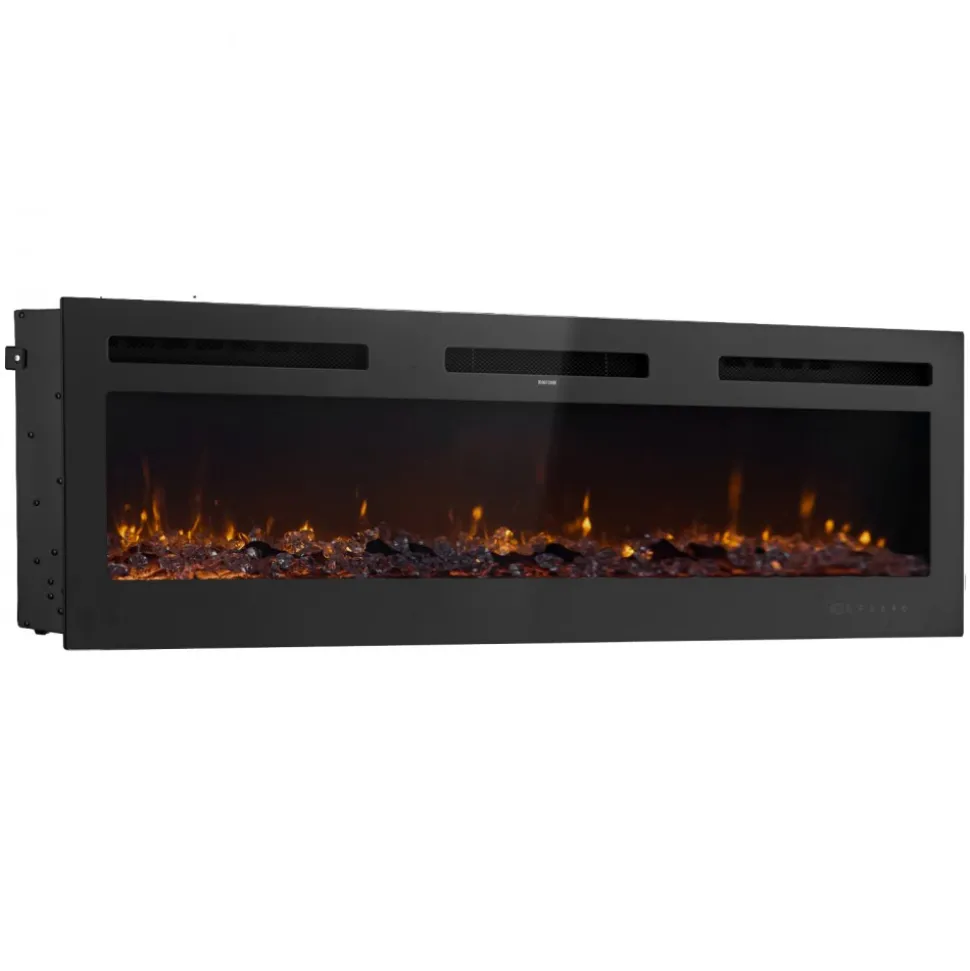 VEVOR 60 inch Electric Fireplace, Three-Sided Glass Wall Mounted Recessed Fire Place with Remote Control, Timer, 1500W, Adjustable Flame Color Brightness,Overheat Protection, for Living Room,Bedroom
