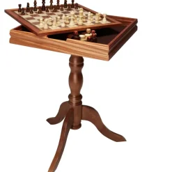 VEVOR 3-IN-1 Chess Checkers Backgammon Table Set, 18 Inch Premium Wooden Chess Table, Deluxe Combo Game Table Furniture Set, Chess Set Board Game Gift for Family Board Games