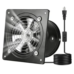VEVOR 6 Inch Exhaust Fan, 308 CFM High Velocity Wall Mount Vent Fan with On/Off Control, Low Consumption, Portable Ventilation Extractor for Attic,Garage,Basement,Workshop,Kitchen, Chicken Coop,Black