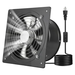 VEVOR 10 Inch Exhaust Fan, 988 CFM High Velocity Wall Mount Vent Fan with On/Off Control, Low Consumption, Portable Ventilation Extractor for Attic,Garage,Basement,Workshop,Kitchen, Chicken Coop,Black