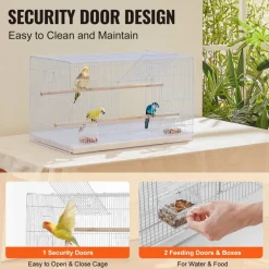 VEVOR 30-inch Flight Bird Cage, Stackable Bird Cage for Small Parrots Canaries Cockatiels Lovebirds Finches Budgies Conures Macaws Pet Travel Birdcage with Handle and Perches