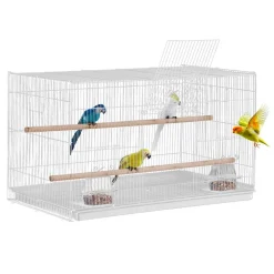 VEVOR 30-inch Flight Bird Cage, Stackable Bird Cage for Small Parrots Canaries Cockatiels Lovebirds Finches Budgies Conures Macaws Pet Travel Birdcage with Handle and Perches