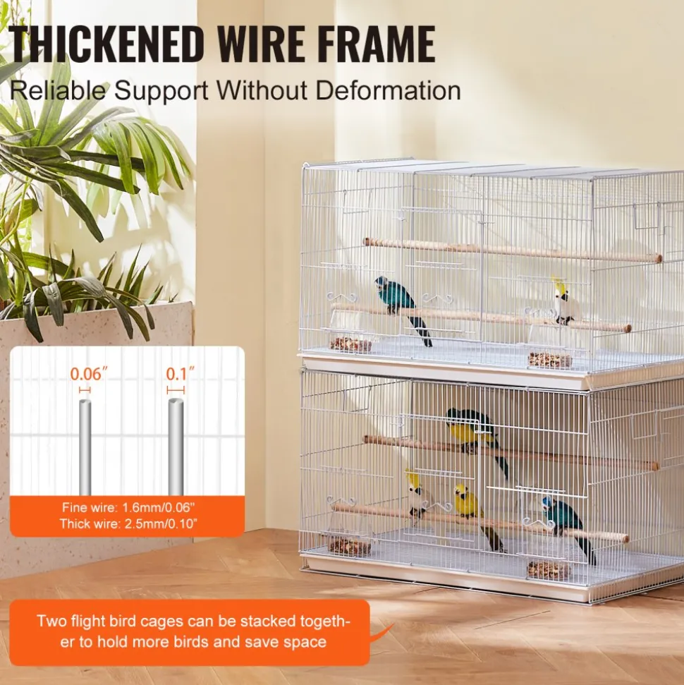 VEVOR 30-inch Flight Bird Cage, Stackable Bird Cage for Small Parrots Canaries Cockatiels Lovebirds Finches Budgies Conures Macaws Pet Travel Birdcage with Handle and Perches