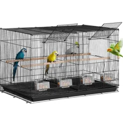 VEVOR 30-inch Flight Bird Cage, Stackable Divided Small Parakeet Cage for Parrots Canaries Cockatiels Lovebirds Finches Budgies Conures Macaws Pet Travel Birdcage with Handle and Perches