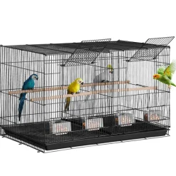 VEVOR 30-inch Flight Bird Cage, Stackable Divided Small Parakeet Cage for Parrots Canaries Cockatiels Lovebirds Finches Budgies Conures Macaws Pet Travel Birdcage with Handle and Perches