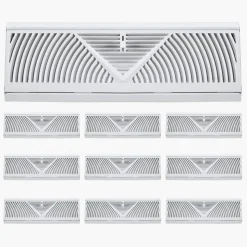 VEVOR 15-Inch Floor Registers, 10-Pack Baseboard Registers, HVAC Heavy-Duty Walkable Iron Floor Vents, Rustproof Anti-Peeling Air Vents Deflector Adjustable with Metal Damper for Home & Office, White
