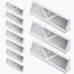 VEVOR 15-Inch Floor Registers, 10-Pack Baseboard Registers, HVAC Heavy-Duty Walkable Iron Floor Vents, Rustproof Anti-Peeling Air Vents Deflector Adjustable with Metal Damper for Home & Office, White