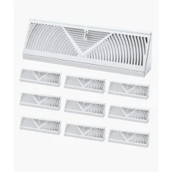 VEVOR 15-Inch Floor Registers, 10-Pack Baseboard Registers, HVAC Heavy-Duty Walkable Iron Floor Vents, Rustproof Anti-Peeling Air Vents Deflector Adjustable with Metal Damper for Home & Office, White