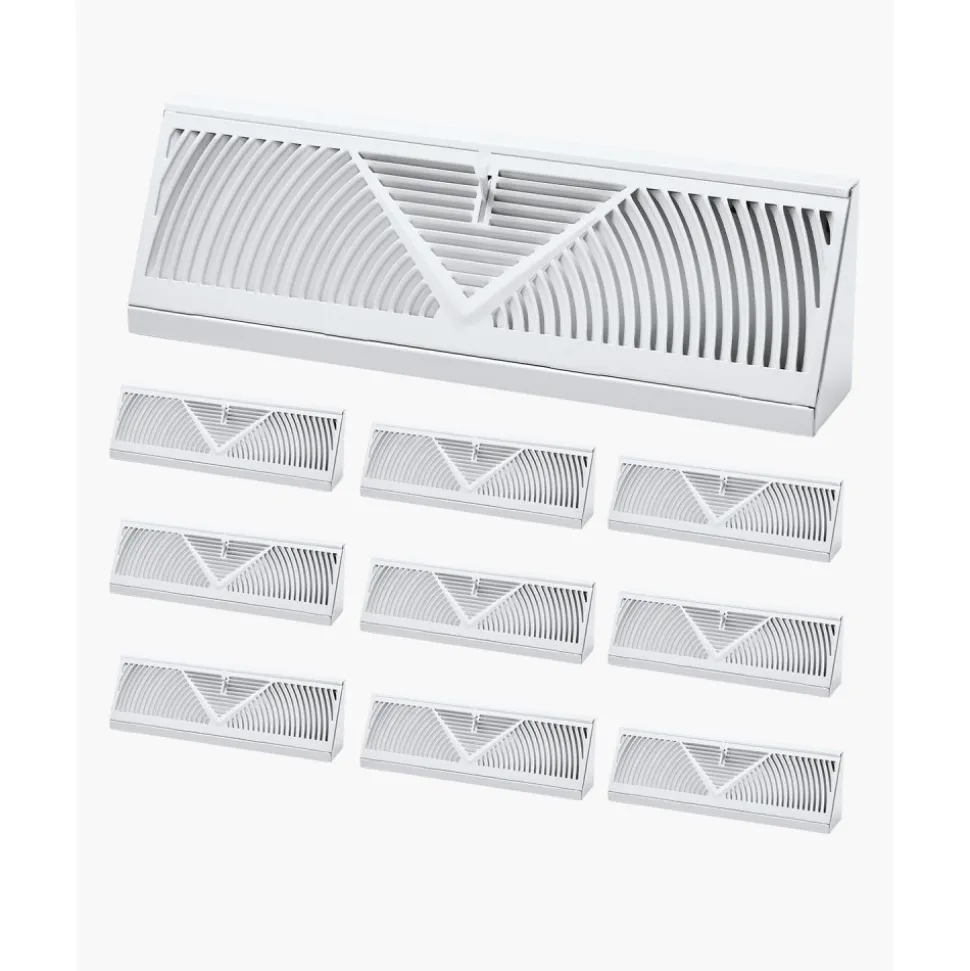 VEVOR 15-Inch Floor Registers, 10-Pack Baseboard Registers, HVAC Heavy-Duty Walkable Iron Floor Vents, Rustproof Anti-Peeling Air Vents Deflector Adjustable with Metal Damper for Home & Office, White