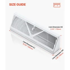 VEVOR 15-Inch Floor Registers, 10-Pack Baseboard Registers, HVAC Heavy-Duty Walkable Iron Floor Vents, Rustproof Anti-Peeling Air Vents Deflector Adjustable with Metal Damper for Home & Office, White