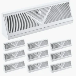 VEVOR 15-Inch Floor Registers, 10-Pack Baseboard Registers, HVAC Heavy-Duty Walkable Iron Floor Vents, Rustproof Anti-Peeling Air Vents Deflector Adjustable with Metal Damper for Home & Office, White
