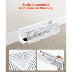 VEVOR 15-Inch Floor Registers, 10-Pack Baseboard Registers, HVAC Heavy-Duty Walkable Iron Floor Vents, Rustproof Anti-Peeling Air Vents Deflector Adjustable with Metal Damper for Home & Office, White