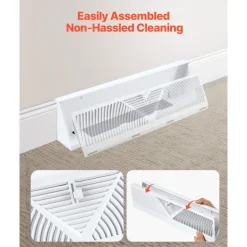 VEVOR 18-Inch Floor Registers, 10-Pack Baseboard Registers, HVAC Heavy-Duty Walkable Iron Floor Vents, Rustproof Anti-Peeling Air Vents Deflector Adjustable with Metal Damper for Home & Office, White