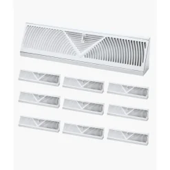VEVOR 18-Inch Floor Registers, 10-Pack Baseboard Registers, HVAC Heavy-Duty Walkable Iron Floor Vents, Rustproof Anti-Peeling Air Vents Deflector Adjustable with Metal Damper for Home & Office, White