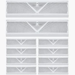 VEVOR 18-Inch Floor Registers, 10-Pack Baseboard Registers, HVAC Heavy-Duty Walkable Iron Floor Vents, Rustproof Anti-Peeling Air Vents Deflector Adjustable with Metal Damper for Home & Office, White