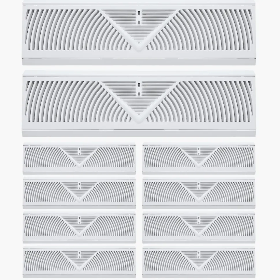 VEVOR 18-Inch Floor Registers, 10-Pack Baseboard Registers, HVAC Heavy-Duty Walkable Iron Floor Vents, Rustproof Anti-Peeling Air Vents Deflector Adjustable with Metal Damper for Home & Office, White