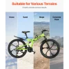 VEVOR 26 inch Folding Mountain Bike, MTB Bicycle with Full Suspension, 21-speed Drivetrain, Comfort Saddle, Disc Brakes, High Carbon Steel Frame, Adult Sport Cycling Bicycle for Men Women Trail Snow