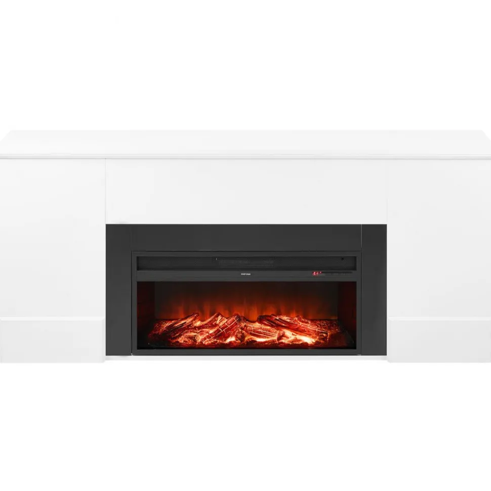 VEVOR 75 inch Freestanding Fireplaces, 1500W 5120BTU Fake Electric Fireplace Stove Heater with Mantel, Overheating Protection, Adjustable Flames,Timer, Remote, for Living Room,Bedroom,White