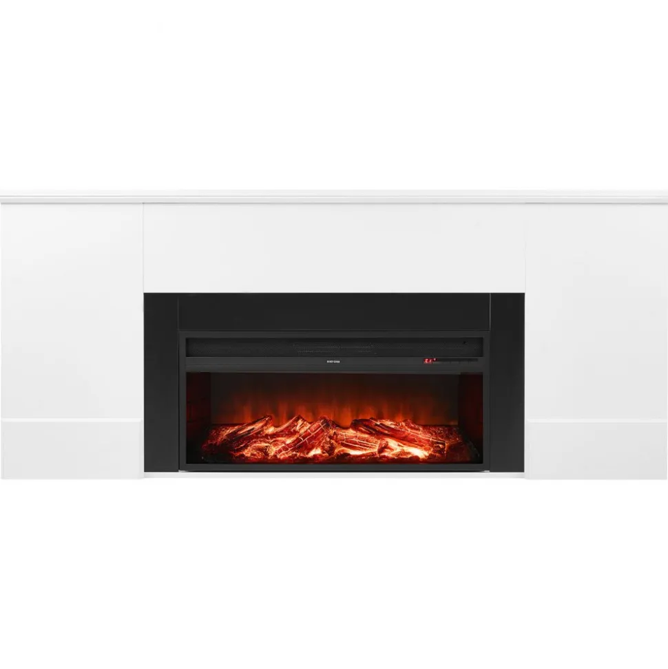 VEVOR 75 inch Freestanding Fireplaces, 1500W 5120BTU Fake Electric Fireplace Stove Heater with Mantel, Overheating Protection, Adjustable Flames,Timer, Remote, for Living Room,Bedroom,White