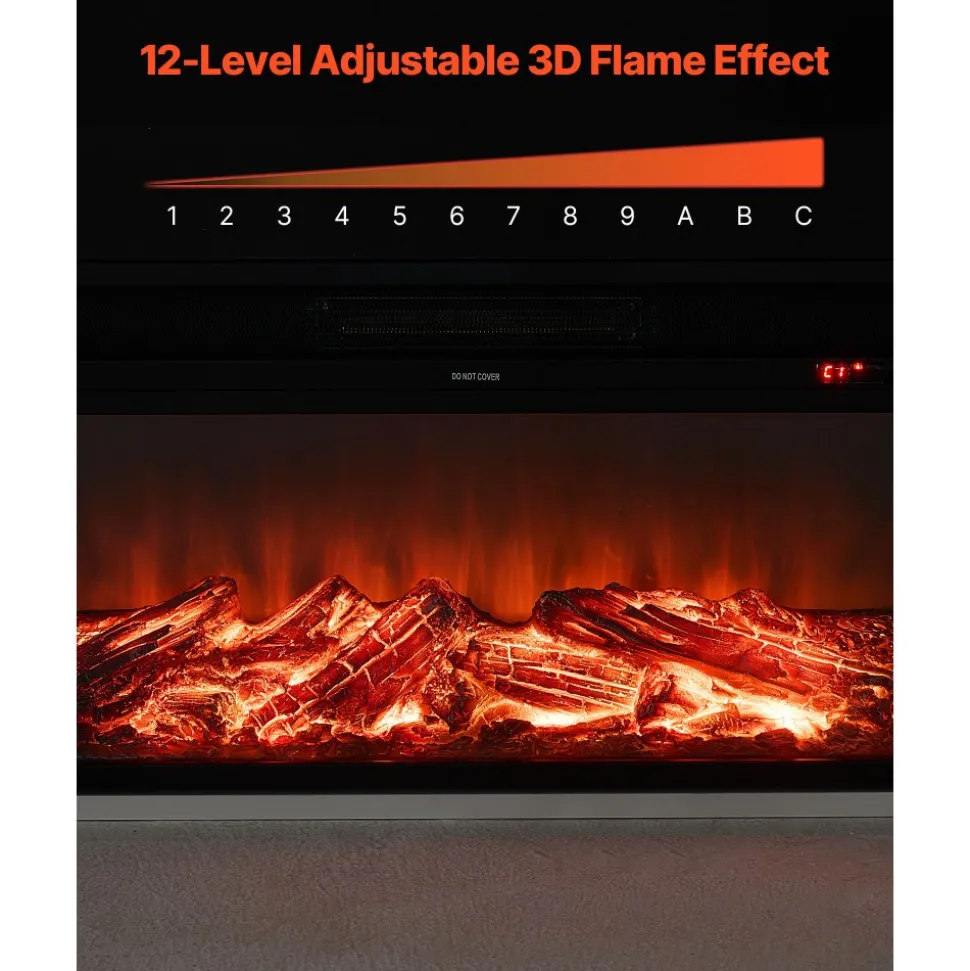 VEVOR 75 inch Freestanding Fireplaces, 1500W 5120BTU Fake Electric Fireplace Stove Heater with Mantel, Overheating Protection, Adjustable Flames,Timer, Remote, for Living Room,Bedroom,White