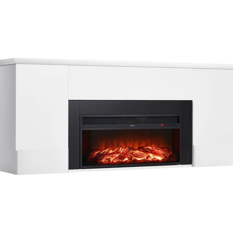 VEVOR 75 inch Freestanding Fireplaces, 1500W 5120BTU Fake Electric Fireplace Stove Heater with Mantel, Overheating Protection, Adjustable Flames,Timer, Remote, for Living Room,Bedroom,White