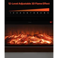 VEVOR 65.5 inch Freestanding Fireplaces, 1500W 5120BTU Fake Electric Fireplace Stove Heater with Mantel, Overheating Protection, Adjustable Flames,Timer, Remote, for Living Room,Bedroom