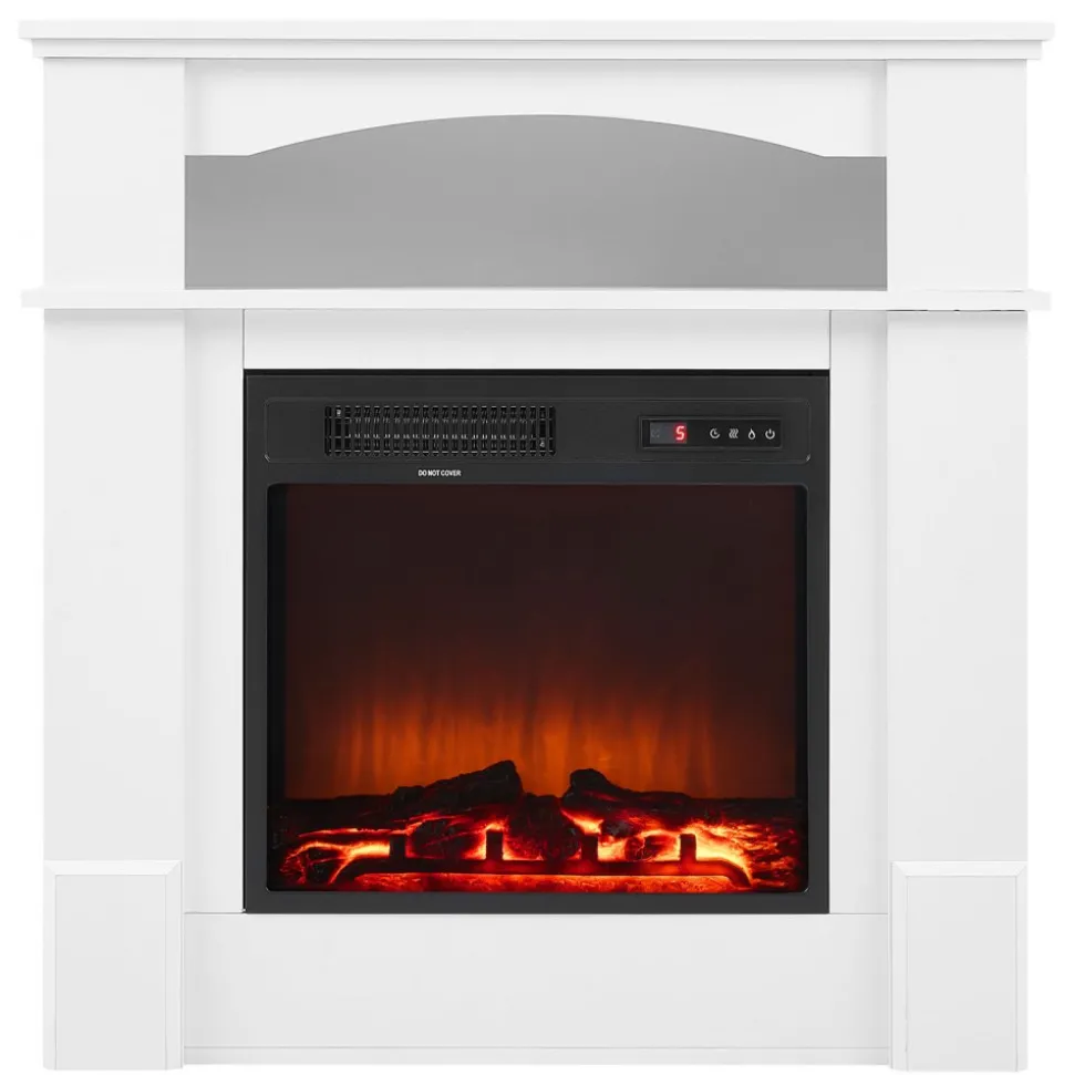 VEVOR 43 inch Freestanding Fireplaces, 1500W 5120BTU Fake Electric Fireplace Stove Heater with Mantel, Overheating Protection, Adjustable Flames,Timer, Remote, for Living Room,Bedroom,White