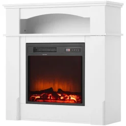 VEVOR 43 inch Freestanding Fireplaces, 1500W 5120BTU Fake Electric Fireplace Stove Heater with Mantel, Overheating Protection, Adjustable Flames,Timer, Remote, for Living Room,Bedroom,White