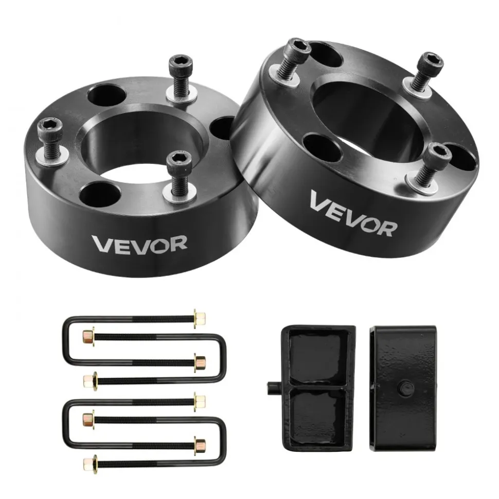 VEVOR 3 Inch Front and 2 Inch Rear Leveling Lift Kit for 2007-2023 Silverado 1500 2WD/4WD, 2007-2023 Sierra 1500 2WD/4WD, Chassis Level Kit with 2 Front Strut Spacers, 2 Rear Lift Blocks, 2 U-Bolts