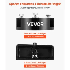 VEVOR 3 Inch Front and 2 Inch Rear Leveling Lift Kit for 2005-2021, 2022, 2023 Toyota Tacoma 2WD/4WD, Chassis Level Kit with 2 Front Strut Spacers, 2 Rear Lift Blocks, 4 U-Bolts, Suspension Level Kit
